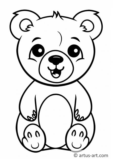 Page de coloriage d'ours mignon